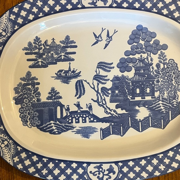 Two’s Company Porcelain Serving Platter, with the Classic Blue Willow Design - Picture 10 of 17